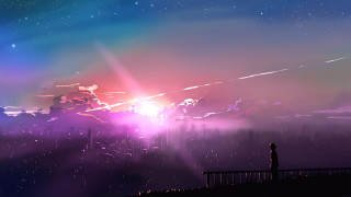 Hill city night moon stars - alena aenami free wallpaper