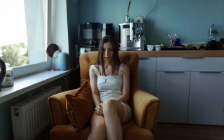 Woman sitting kitchen window coffee - anka zhuravleva free wallpaper