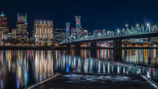 Tokyo skyline bridge river night 6 - a bridge over a river free wallpaper