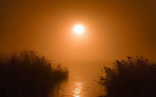 Foggy road light distant person - the side of the road free wallpaper