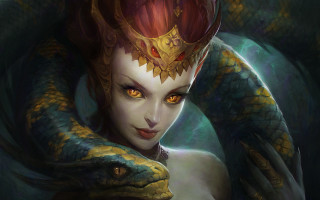 Woman snake crown fantasy art - league of legends concept art free wallpaper