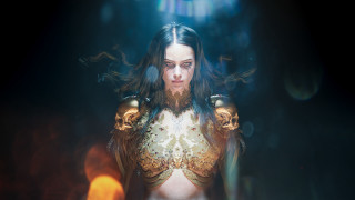 Gold suit skull dark room - global free wallpaper