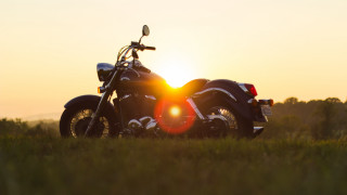 Motorcycle field sunset tire gradient - anamorphic free wallpaper