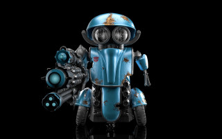 Robot helmet gun reflection computerart - a robot free wallpaper