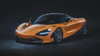 Orange sports car dark room 2 - futurism free wallpaper