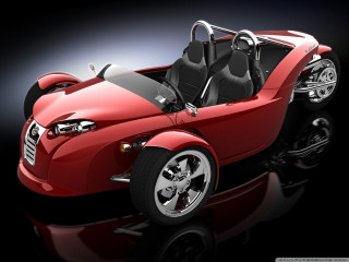 Red car black top chrome - a reflection free wallpaper