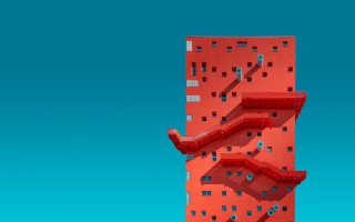 Red tower blue sky staircase - elsa bleda free wallpaper