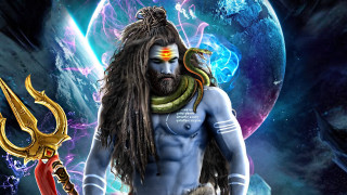 Man snake head shoulder blue - a digital painting free wallpaper