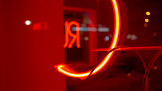 Red neon typo fire torii - a red light in the middle free wallpaper