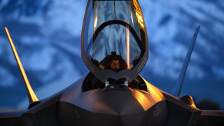 Fighterjet cockpit night mountains blonde - new objectivity free wallpaper