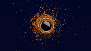 Coffee spoon goldflakes darkblue 3d - a spoon free wallpaper
