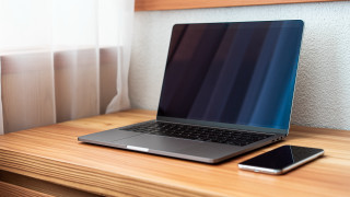 Laptop wooden desk cellphone window - a wooden desk next free wallpaper
