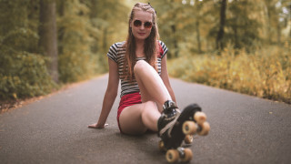 Girl skateboard portrait trees blurry - the road free wallpaper