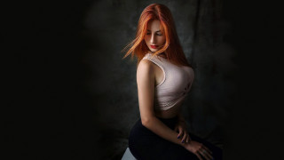 Redhead woman dark room artur - artur tarnowski free wallpaper