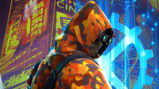 Neon cyberpunk man jacket backpack - cyberpunk art free wallpaper