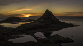 Mountain sunset lake island beach - bernt tunold free wallpaper