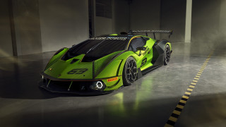 Green sports car garage black - a black stripe free wallpaper