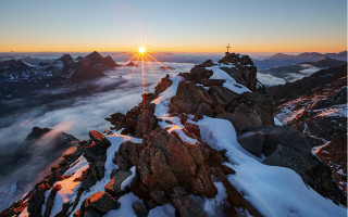Mountain sunset clouds figure planet - a mountain free wallpaper