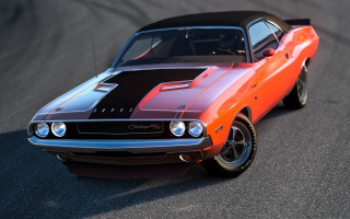 Musclecar blacktop redstripes nightdrive 3drender - a track free wallpaper