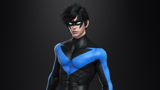 Man blue black costume mask - his face and chest free wallpaper