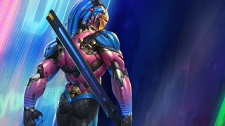 Woman pink blue skiing glowing - outfit holding free wallpaper