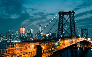 Bridge city lights night sky - dennis ashbaugh free wallpaper for desktop