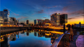 Bridge river night cityscape tokyo - a bridge over a river free wallpaper