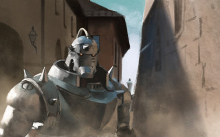Robot alleyway city horse man - craig mullins free wallpaper