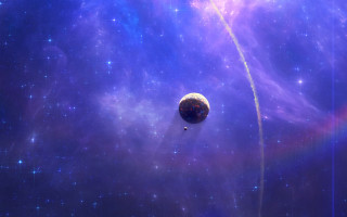 Space astronaut planet moon starry - a distant object in the foreground free wallpaper