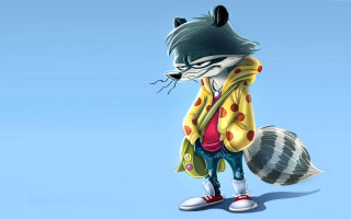 Raccoon yellowjacket redshoes drum hat - loony toon free wallpaper
