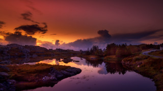River sunset clouds road mystical - mystical free wallpaper