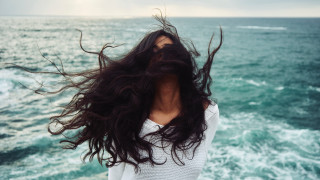 Woman long hair boat ocean - free bikini wallpaper