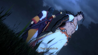 Anime characters dark backs turned - their back free wallpaper