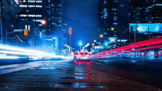 Futuristic city street night neon - futurism free wallpaper