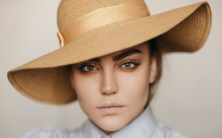 Woman hat blue shirt portrait - blue shirt free wallpaper