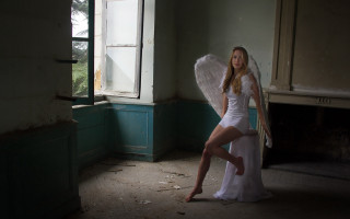 Angelic woman white dress wings 2 - angel free wallpaper