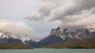 Mountain lake clouds snow capped 3 - a lake in the foreground free wallpaper