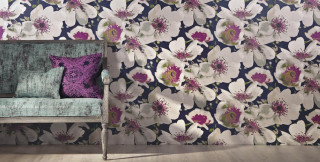 Flemish baroque floral chair purple - a flower pattern free wallpaper