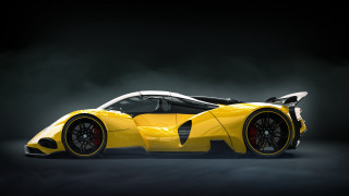 Yellow sports car black background - concept design free wallpaper