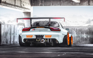 White car orange rims parking - orange rim free wallpaper