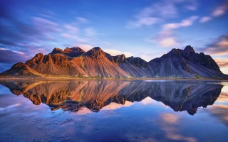 Mountain reflections sunset lake sky - a colorful sky free wallpaper