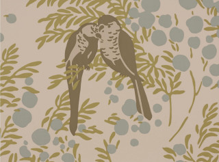 Two birds branch leaves berries - leaf and berries free wallpaper