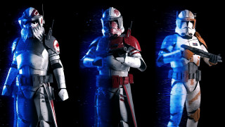 Starwars characters line blue background - 8 k concept art free wallpaper