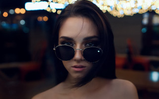 Woman sunglasses dress bokeh portrait 2 - a boke of lights free wallpaper