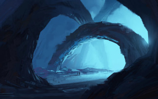 Cave entrance man light mountains - the cave free wallpaper