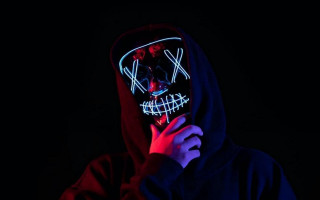Neon mask cyberpunk profile keos - computer art free wallpaper