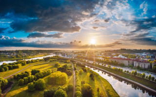 Lush green river countryside cloudy - the cloud above free wallpaper