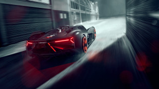 Black sports car night red 2 - body free wallpaper