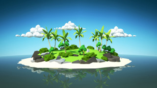 Small island palm trees rocks - blender free wallpaper