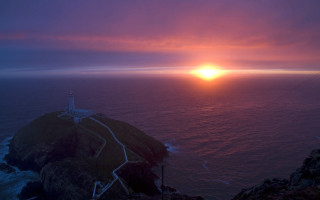 Lighthouse cliff ocean sunset pink 4 - sunset free wallpaper